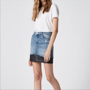 NWT Blank NYC Mixed Media Denim Mini Skirt Women Size 30 Blue/Black Pockets